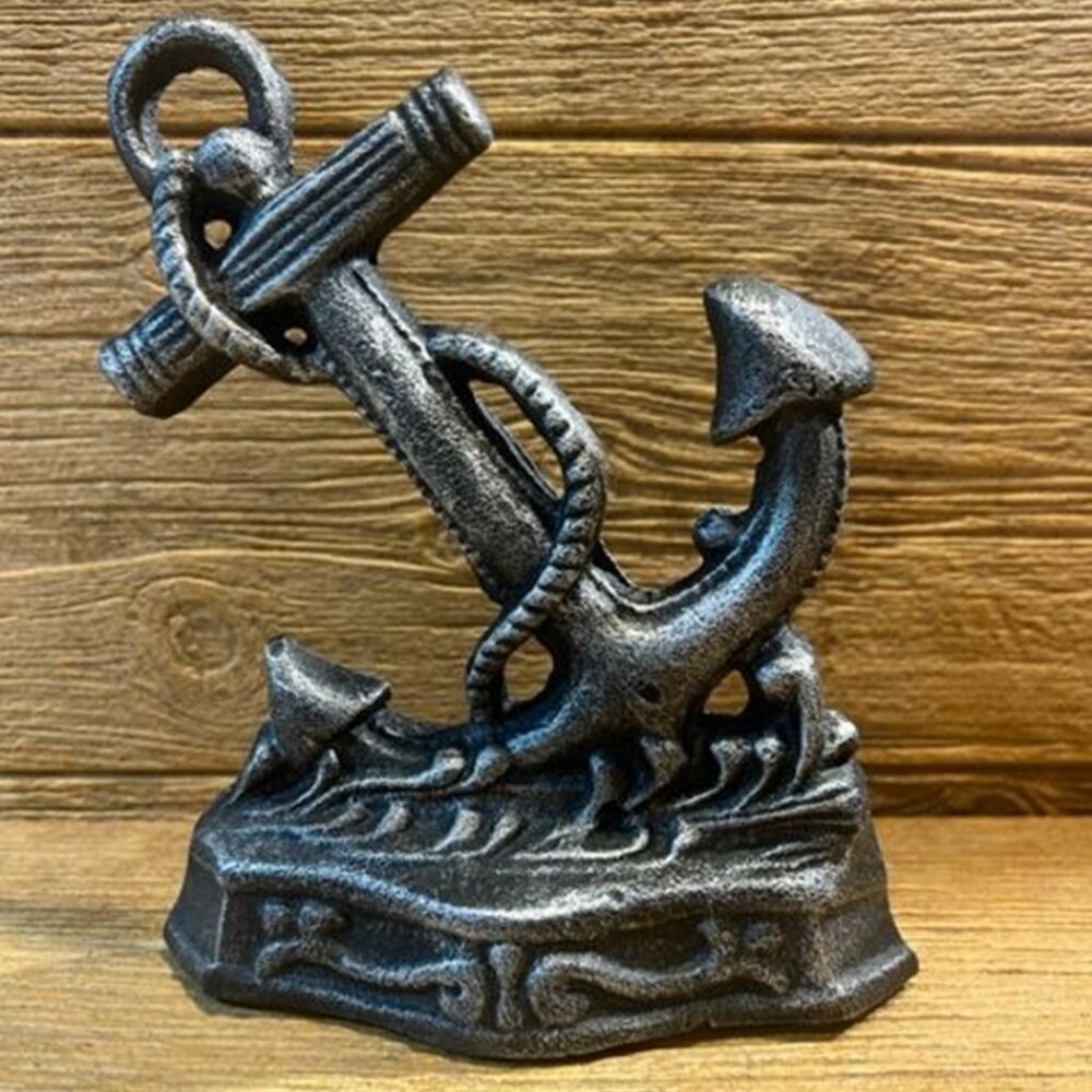 Cast Iron NAUTICAL ANCHOR Doorstop weighs 1lb 12oz 7 1/2" tall 10137